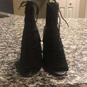 Sam Edelman Asher suede mix peep toe shoe boots